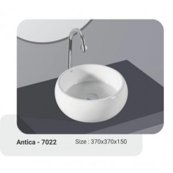 Νιπτήρας Μπάνιου Λευκός Πορσελάνης  I-zec Antica 7022 37x37x15 cm Επικαθήμενος Κυκλικός Χωρίς Τρύπα Υπερχείλισης 